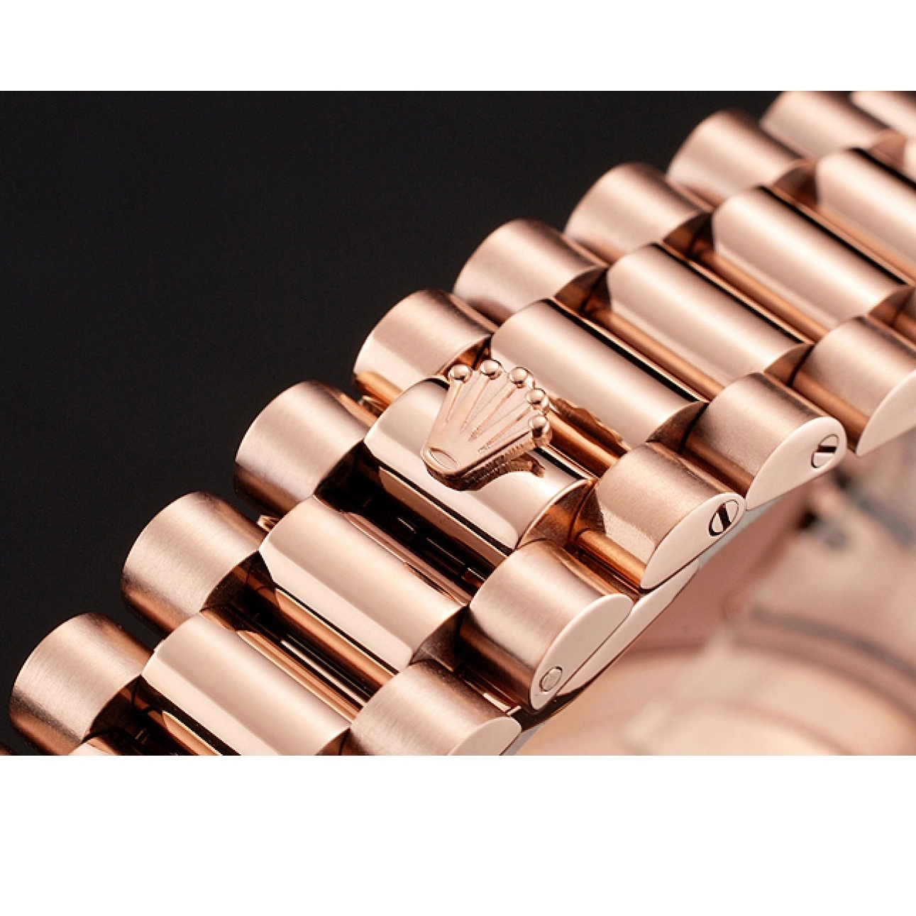 Rolex aaa copy Swiss Bracelet Rose 1454102 Rolex Diamonds Black Dial And Day-Date Rubies Gold 0627